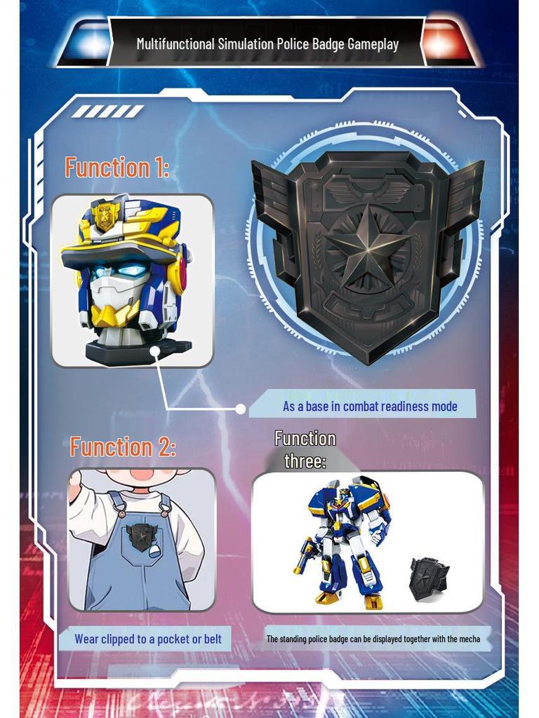 Mini Force 7 Super Agent King Power Patrol Transforming Robot Toy Model