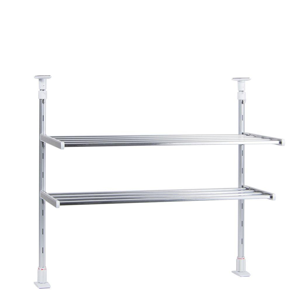 TAKUBO Takubo Draining Shelf Series, 2-Tier Tension Shelf, 60cm Wide, Silver, TP2-60