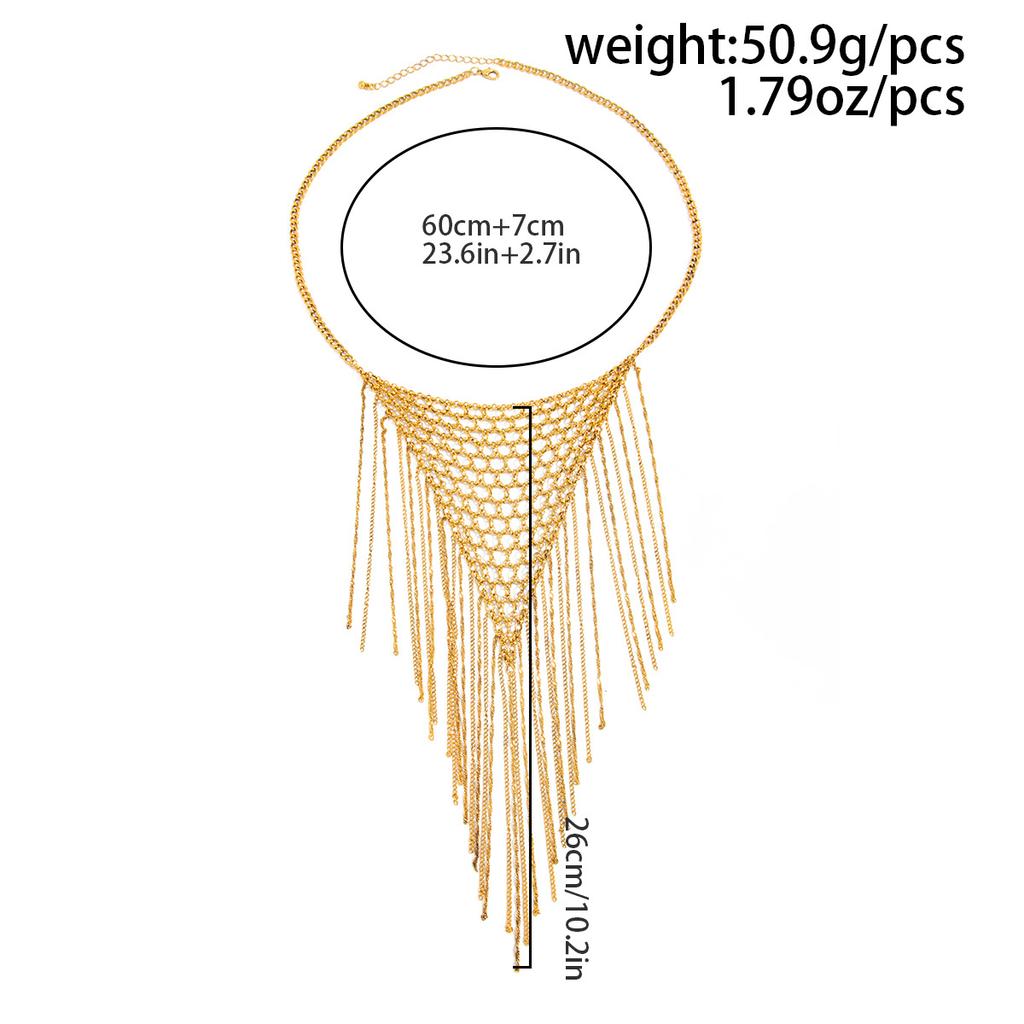 Woven Mesh Collarbone Chain Simple Fashionable Multi-layer Tassel Necklace