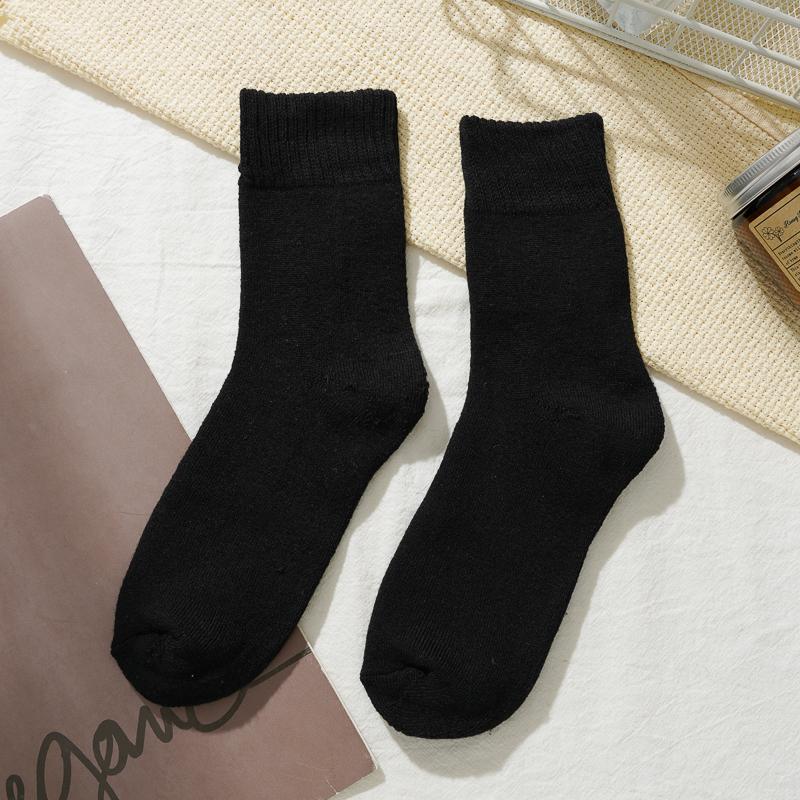 1/5Pairs Men's Thickened Cotton Socks Terry Plus Velvet Warm Mid-tube Socks Soft Skin-friendly Casual Socks