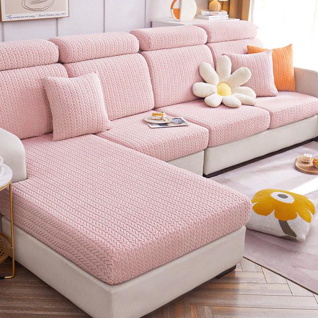 Stretch Sofa Seat Cushion Covers Velvet Jacquard Furniture Protector Couch Slipcover 3 Seater For Cats Dogs Non Slip