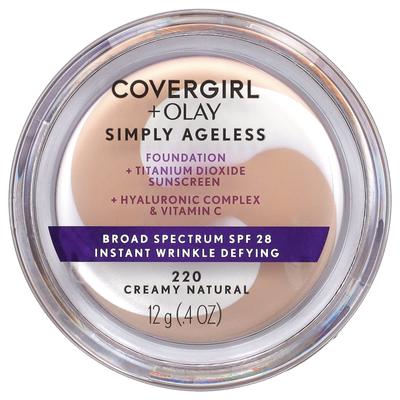 Covergirl, Olay Simply Ageless, Foundation, SPF 28, 220 Creamy Natural, 12g (0.4oz)