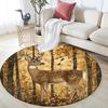 Forest Deer Round Area Rug,Carpet Rug for Living Room Bedroom Sofa Playroom Decor,Non-slip Floor Mat