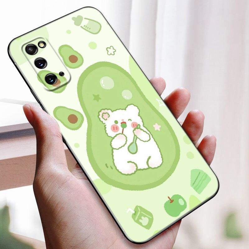 Husă de telefon drăguță din desene animate estetică avocado pentru Samsung Galaxy S22 Pro S21 S20 FE Ultra S10 Lite S10 S10E S9 S8 Plus husă neagră