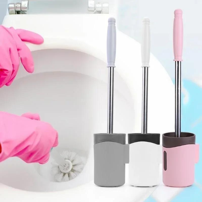 Stainless Steel Long-Handled Brush With Base Toilet Brush Set Toilet No-Punch Wall Hung Toilet Washer