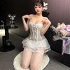 Shi Meisha: Sexy Mesh Perspective Temptation Chest Pad Steel Ring Gathering Slim Nightdress Sexy Underwear Women's Uniform