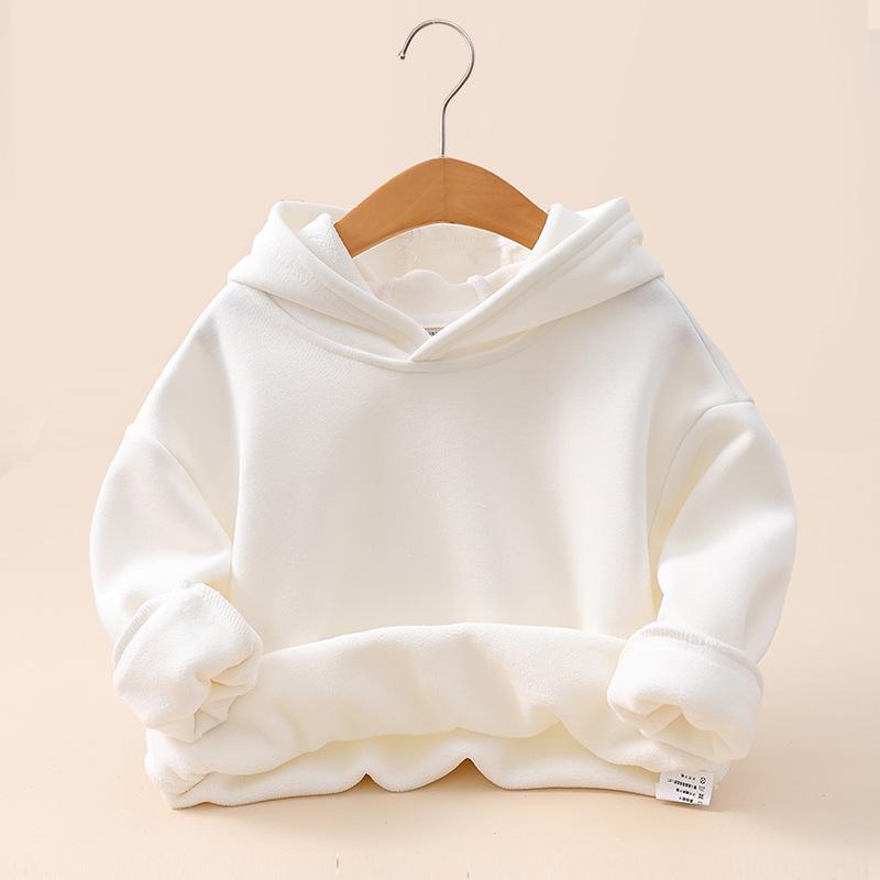 

Aoli Boys Thickened Fleece-Lined Hooded Sweatshirt 110 cm белый
