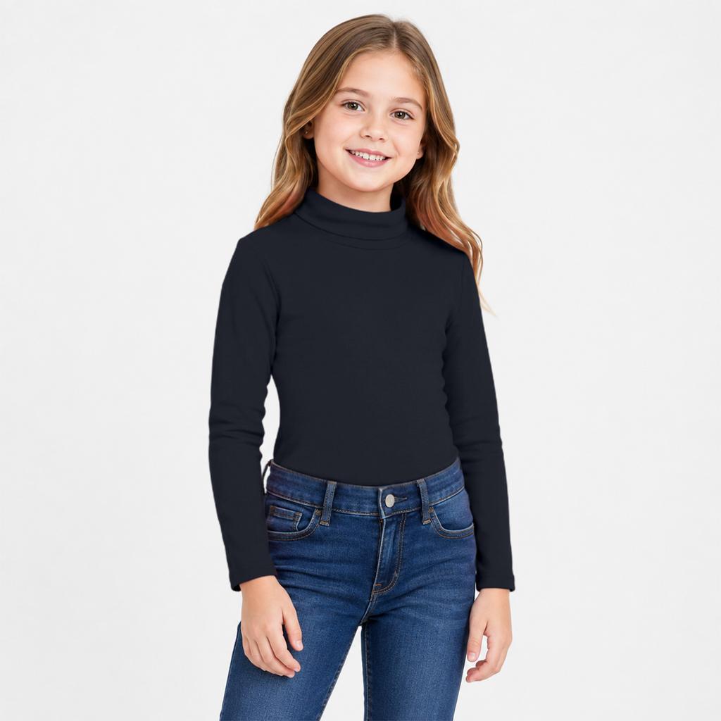 Unisex Kids Turtleneck Long Sleeve T-Shirt Color Winter Base Layer Top for Boys and Girls
