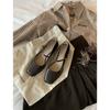 Sheepskin version temperament square head thin word with light mouth commuting thick heel Mary Jane shoes women's single shoes