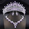 3 Pcs Wedding Crown Bridal Jewelry Sets for Women AB Tiaras and necklace earrings Prom Birthday Bride Tiaras and Crowns Set
