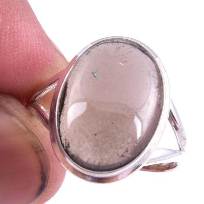 Natural Smoky Quartz Gemstone Handmade 925 Solid Sterling Silver Ring S.9.5 p8P48