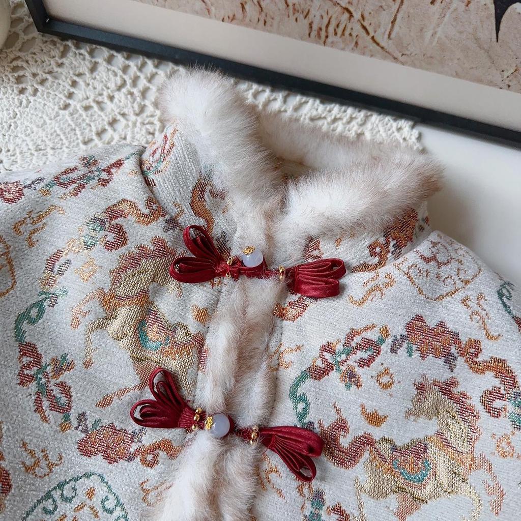 Girls' Winter Chinese Style Suit: New Arrival Thickened Jacket & Trousers Two-Piece Set