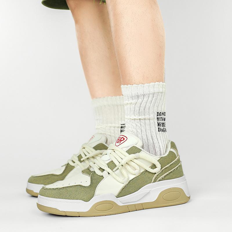 

Bread shoes men s spring 2024 new ins tide Hong Kong style niche students platform couple casual sports board shoes 44 бежевый