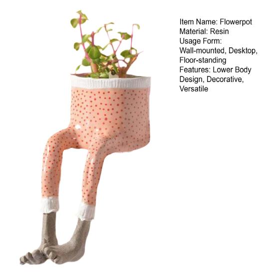 Flowerpot Lower Body Design Resin Mini Planter Flower Plant Pot Ornament Indoor Outdoor Table Wall Decoration