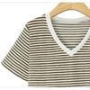 Summer Casual Striped T Shirt Pinstripe T-Shirt V-Neck T-Shirt Classic-Fit Short Sleeve T-Shirt for Female Women's Commuter Fashion T-Shirt
