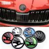 For SKODA Logo 11cm ABS Car Front Hood Rear Trunk Emblem Badge Sticker VRS Rapid Yeti Karoq SCALA Fabia 1 2 Octavia A7 RS Superb