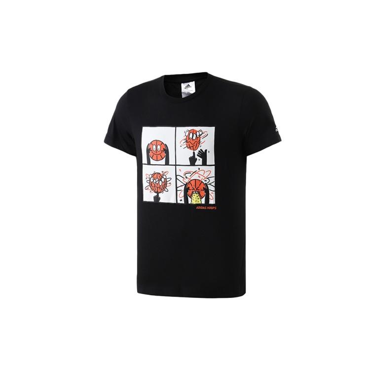 adidas Basketball Cartoon Printing Short Sleeve Black Men s DU6857 M