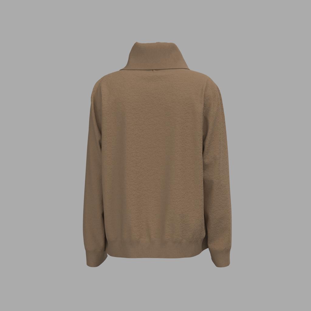 Saikiatiseuteu High-Neck Half Lily Zip-Up Knit (Beige)