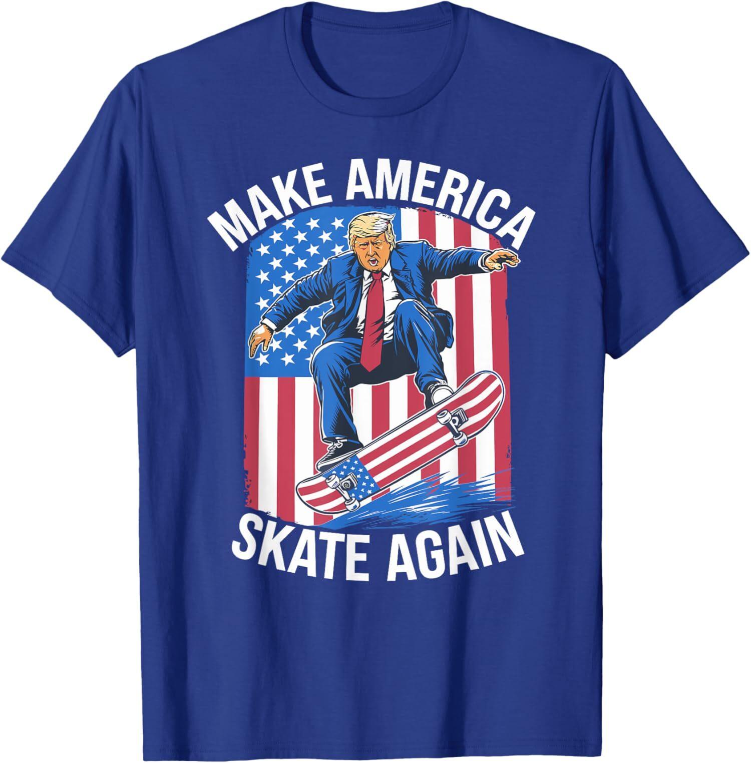 Make America Skate Again Donald Trump Skateboarding Unisex T-Shirt S разноцветный