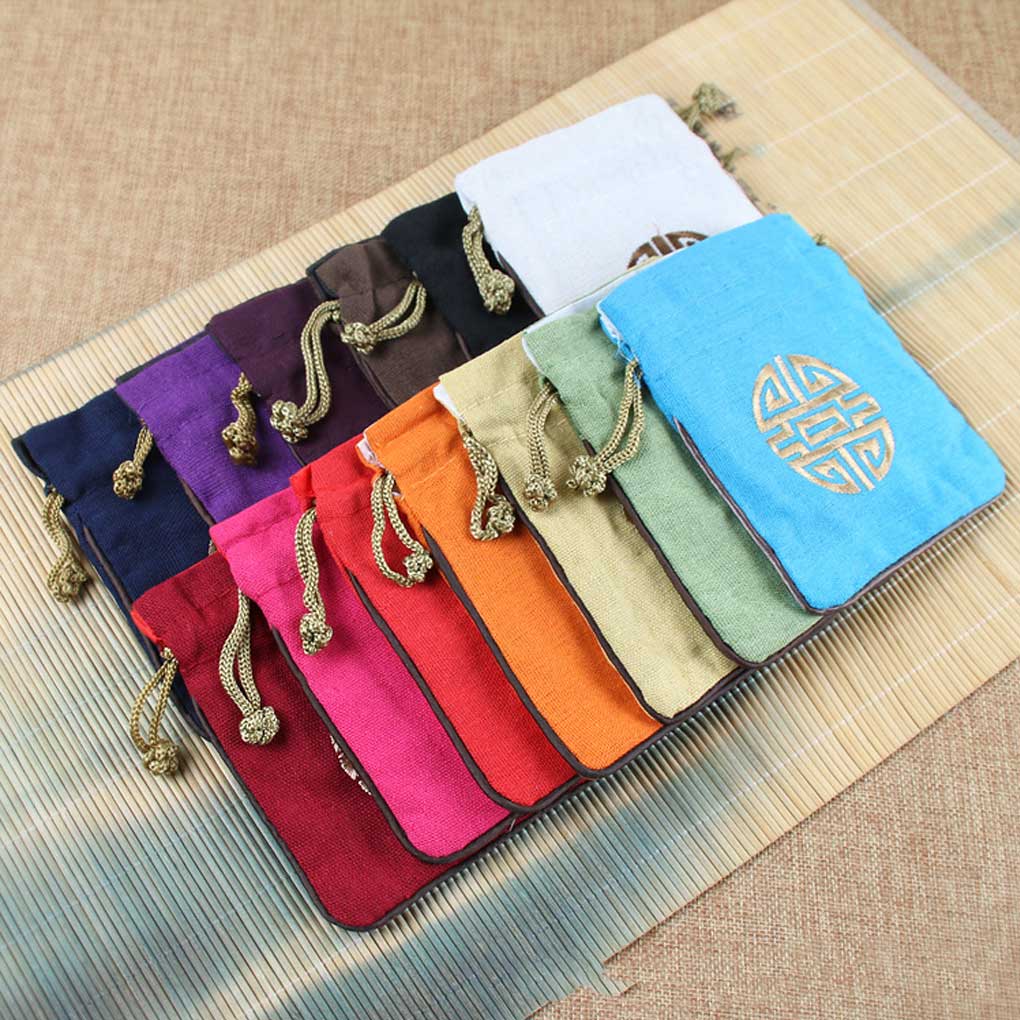 Jewelry Pouch Small Smooth Exquisite Satin Embroidered Sealing Pouches Portable Gift Bag for Ring Chains Pendant