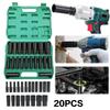 10/20pcs Deep Impact Socket Kit 8-24mm 8-32mm 1/2inch Electric Wrench Socket Set Inner Hexagon High Hardness for Auto Repair