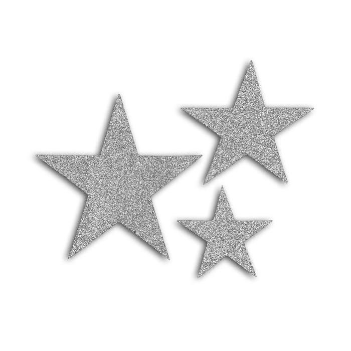 Formes découpées Etoiles à paillettes - argenté
