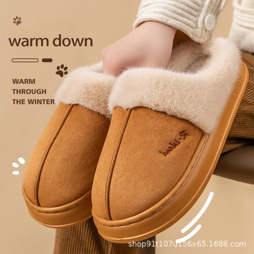 New Plush Cotton Slippers: Women's Autumn/Winter Indoor Non-Slip Fur Slippers - Cozy and Warm for Men and Couples.