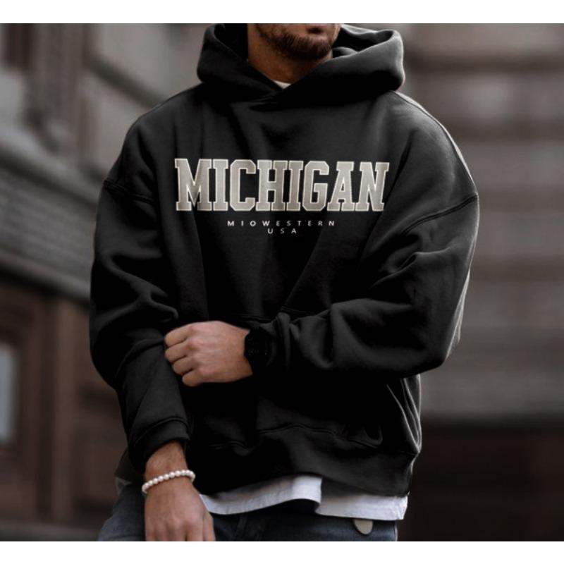 

Мужская свободная винтажная повседневная спортивная толстовка с капюшоном в стиле мичиган-американец 3XL
