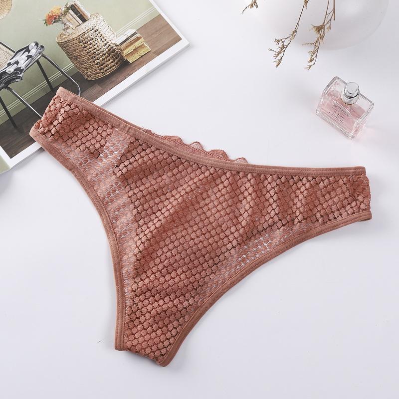 New Panties Women Lace Underwear Sexy Low-Waist G String Thong Transparent Hollow Out Briefs Solid Soft Female Lingerie