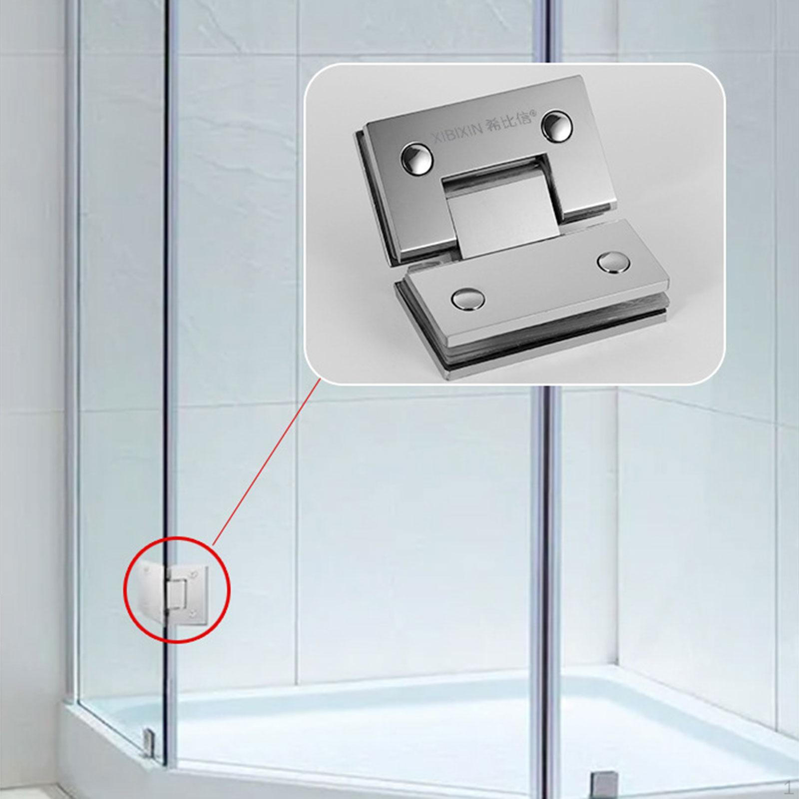 Glass Door Hinge Fitting Stainless Steel Fixtures Clamp for Cabinet Bathroom argento