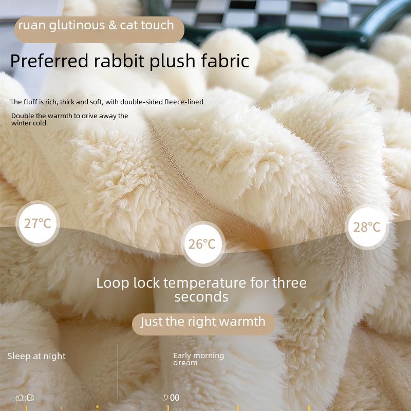 Thickened Coral Fleece Flannel Blanket - Rabbit Fur Nap Throw Milk Velvet Bed Cover