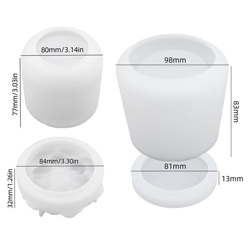 2PCS DIY Handmade Gypsum Cement Flower Aromatherapy Candle Cup Gypsum Storage Jar Mirror Silicone Mold