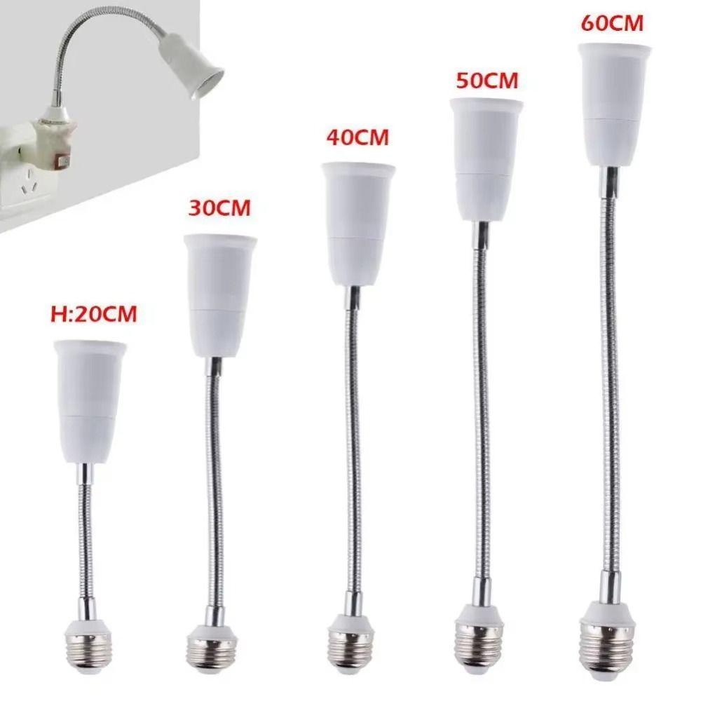 20/30/40/60cm LED Bulb Extension Tube Flexible E27 To E27 Bulb Conversion Socket Threaded Lengthen Lamp Holder Adapter Home