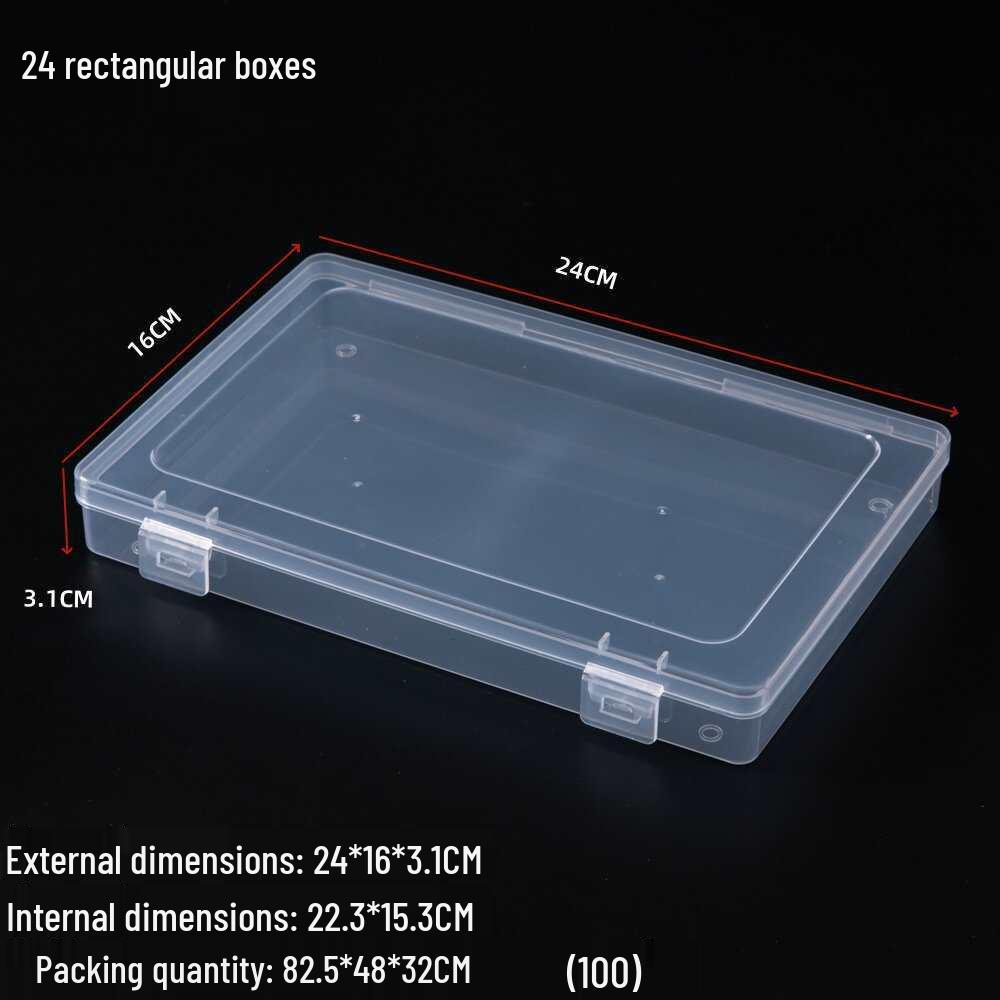 Rectangular Transparent Plastic Storage Box for Nails, Hardware, Tools, Buttons, Fishing Gear, and Stationery.