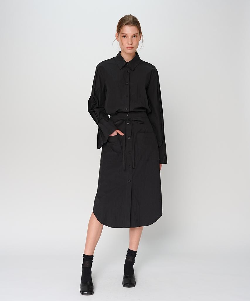 PAUL&ALICE Pleats Sleeve Shirt / Black
