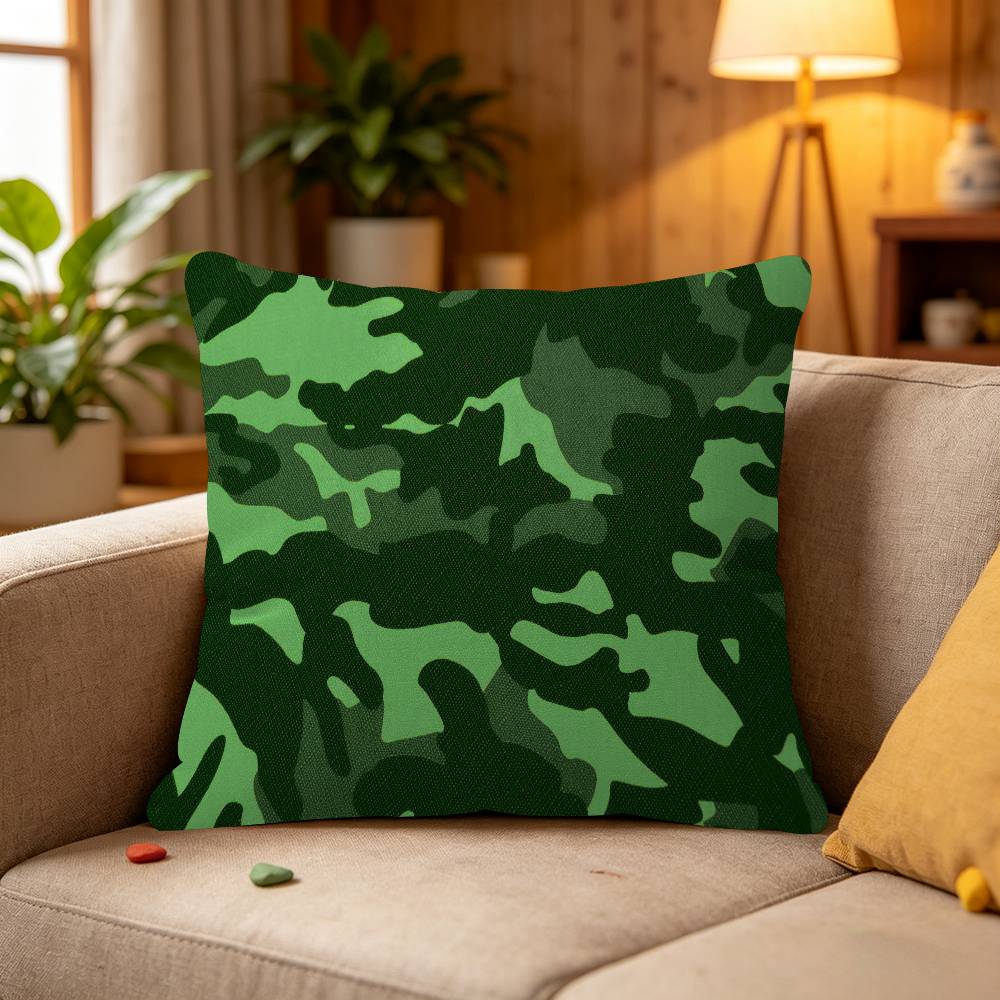 Military Camo Pillow Covers Cartoon Sofa Decorative Home Double-sided Printing Short Plush Cute Cushion Cover