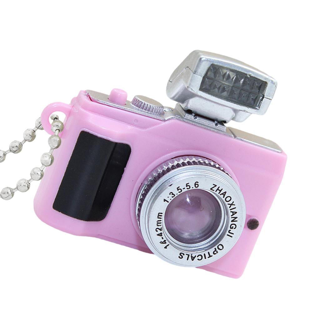 Simulation Camera Keychain with LED Light and Sound 5cm Beaded Chain Pendant for Night Visibility and Interactive Play