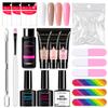 No-Wipe Extension Gel Kit with Nail Forms, Quick Soak-Off Builder Gel for Crystal Nail Extensions, Strong Flexible Clear Gel 30ml