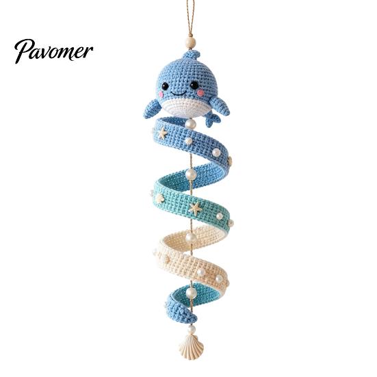 Padrão Fácil de Animais de Crochê Tema Oceano Kit Espiral, Artesanato Decorativo DIY, Conjunto de Tricô de Animais Marinhos Montagem Ornamento Pendurado para Árvore de Natal