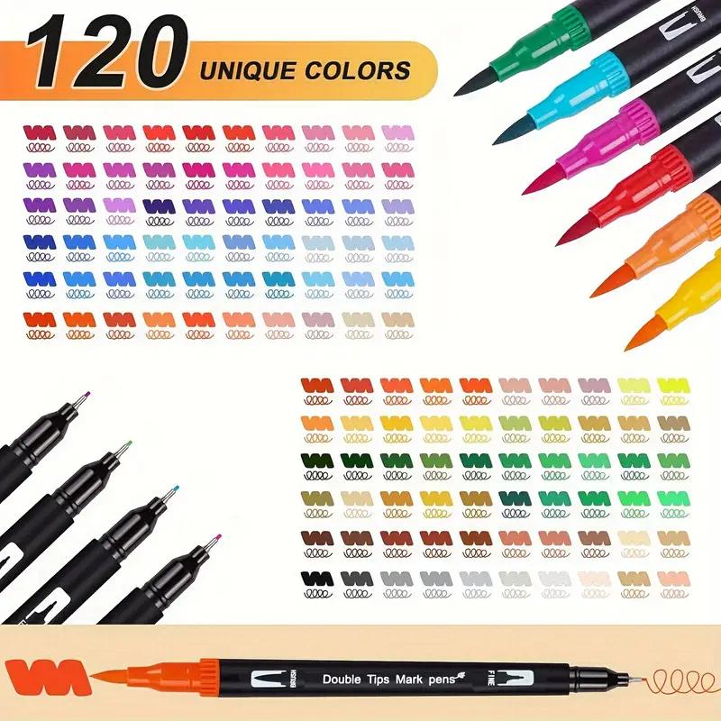 72/120/168 Colors Brush Tip Markers Art Markers, Dual Tip Brush Pens Coloring Markers For Coloring Book, Brush Pens For Letterin