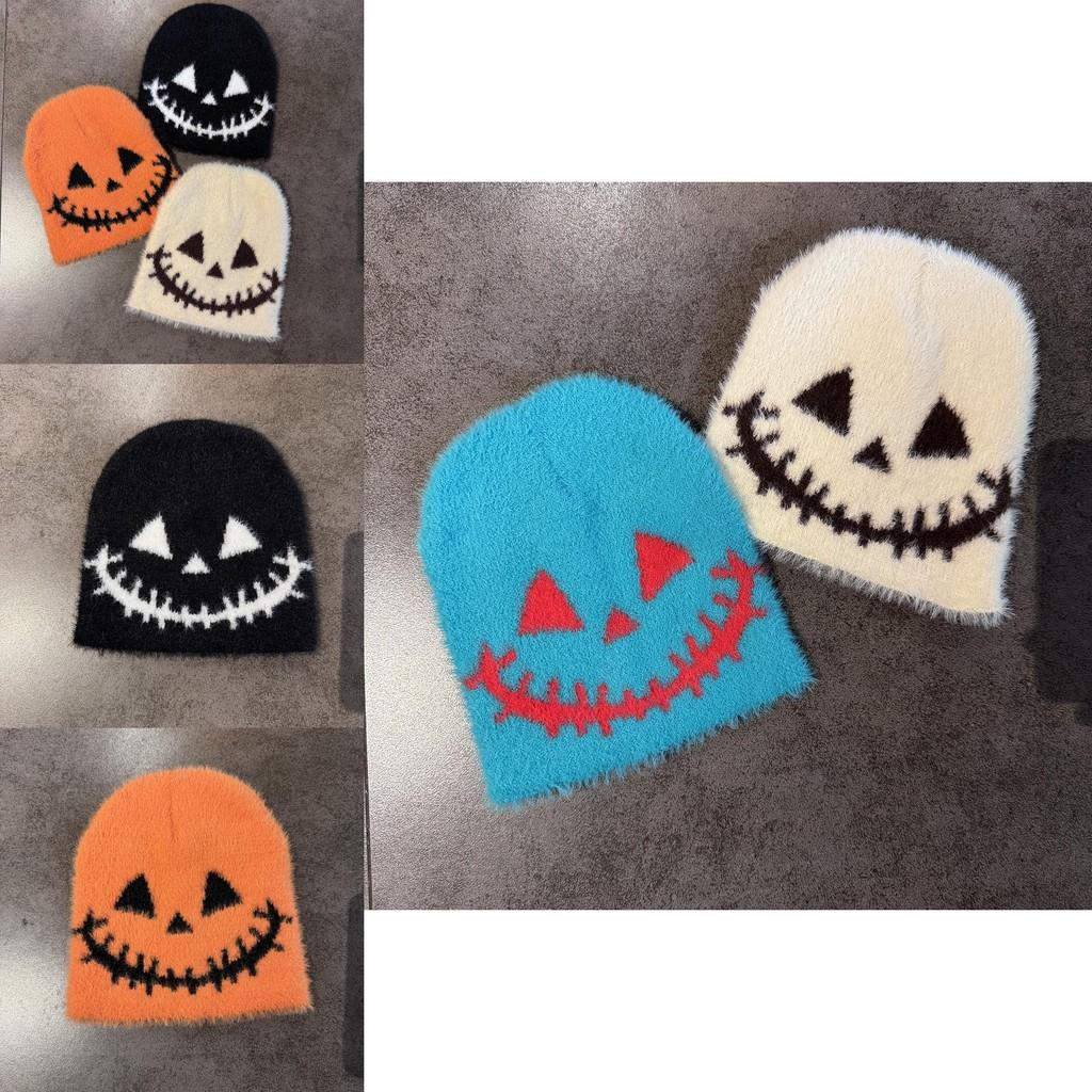 Creepy Cartoon Knit Hat For Women With Warm Fleece Material For Halloween Costumes