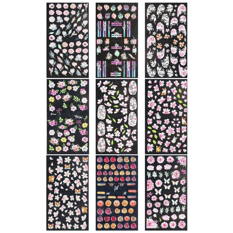 Embossed Flower Nail Sticker Self-adhesive 5D Art Embossed Nail Stickers Flower