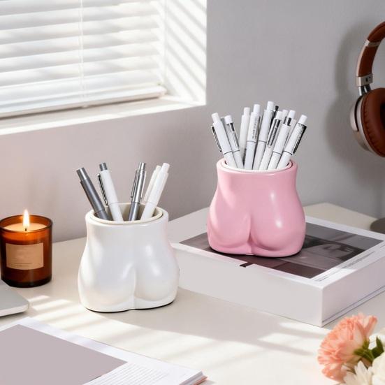 Pen Holder Cute Butt Shape Desktop Organizer Healing Atmosphere Storage Box for Pens Makeup Brushes Office Supplies