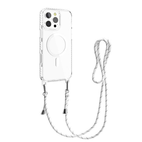 Magnetic Clear Phone Case for IPhone 16 Series Shockproof Crossbody Phone Case with Shoulder Strap Phone Protective Cover Compatible with for MagSafe