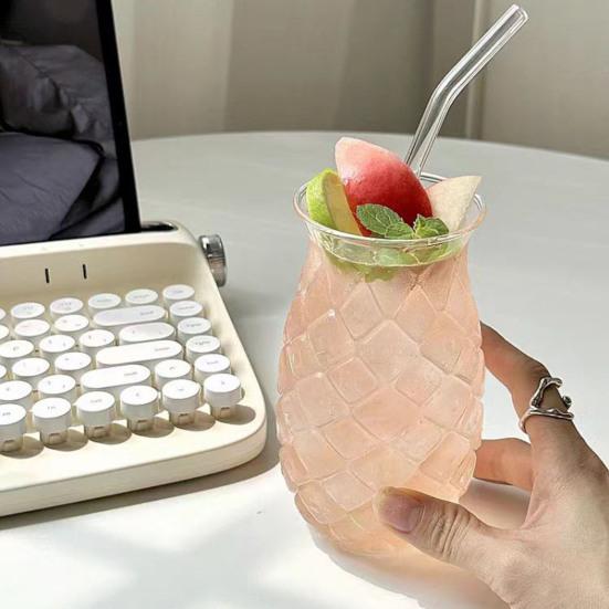 Vaso de Cóctel Forma de Piña 480ml Vaso Grabado para Jugos Bebidas Bar Creativo