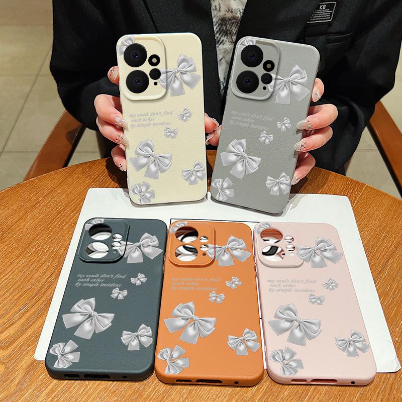 Etui z nadrukiem kokardki ze skóry TPU matowe smukłe do Xiaomi 13T Pro Poco X6 M6 Redmi Note 14 Pro 13 12 11 Ochrona obiektywu Miękka, odporna na wstrząsy obudowa telefonu