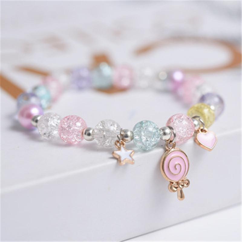 Makersland Cute Popcorn Beads Bracelet Friendship Glass Bracelets For Girls Star Moon Cloud Flower Zircon Accessories Wholesale