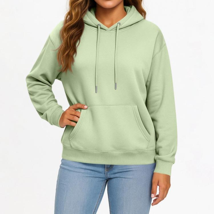 Casual Solid Color Hooded Sweatshirt with Pockets Long Sleeve Pullover Top for Women and Men Adult Fashion