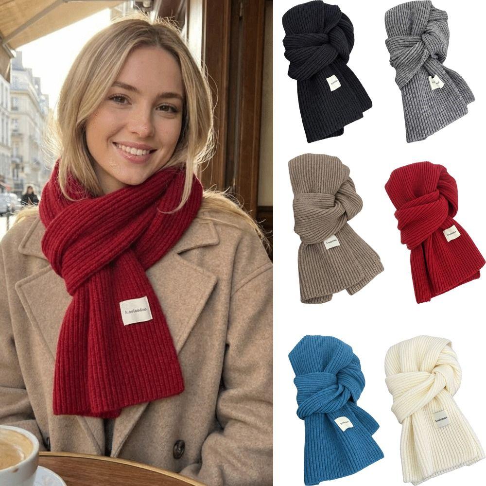Fashion Keep Warm Cross Scarf Woolen Korean Style Knit Scarf Thicken Vibes Neck Scarf Women