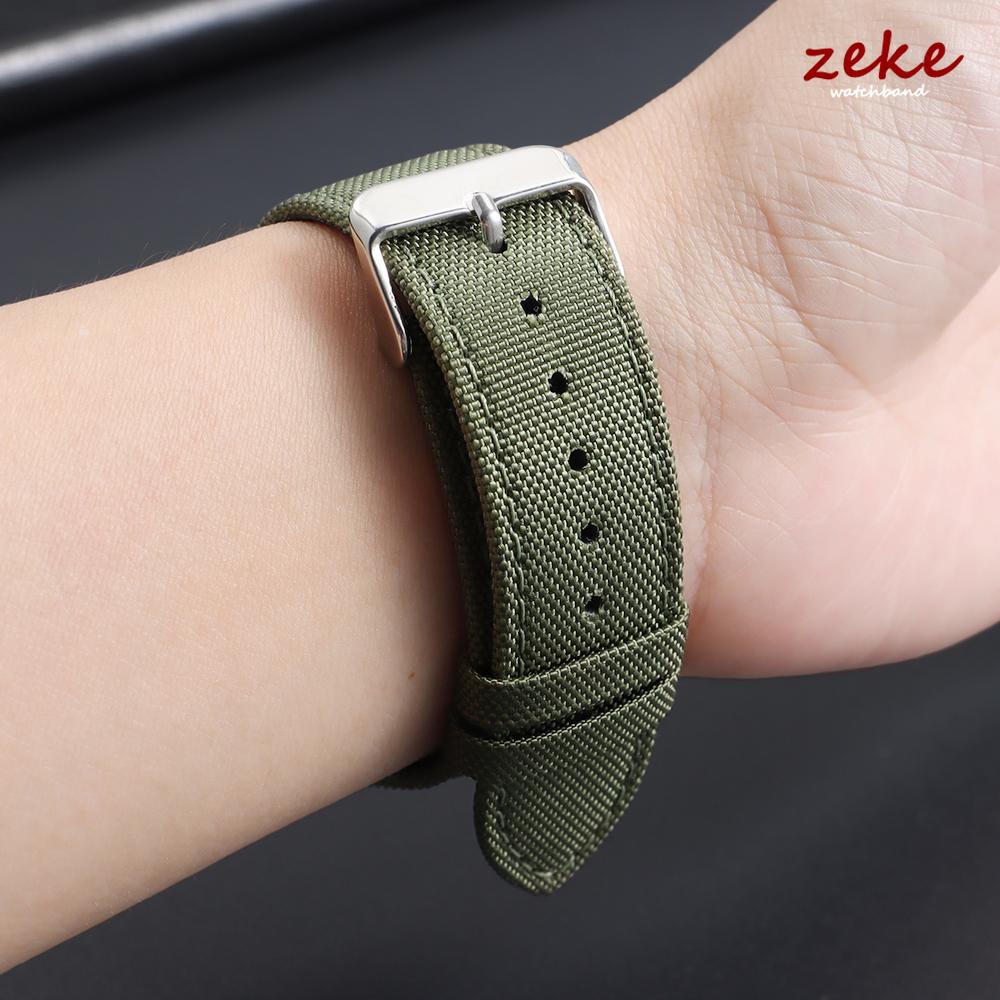 Seiko için Kaliteli Naylon Kanvas Saat Kayışı 20mm 22mm Erkekler İçin Su Geçirmez Hakiki Deri Saat Kayışı Ordu Yeşili Akıllı Saat Bilekliği